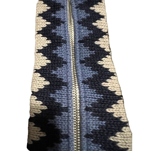 VTG 90s Streetwear Womens Medium Deep Pile Fleece Navajo Aztec Trim Sweater Coat - Picture 3 of 5